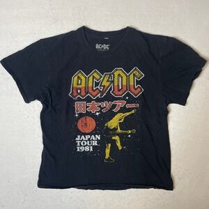 ACDC‎ Japan Tour 1981 T-Shirt Black Graphic Tee Rock Band Mens Large L